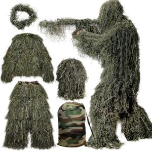 MOPHOTO 5 in 1 Ghillie Suit 3D Camouflage Hunting Suits - Jacket, Pants, Hood, Carry Bag for Adults & Youth, M/L/XL/XXL