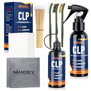 NIMOSY CLP Gun Cleaning Oil Kit-Includes 3.4oz Gun Oil 2oz Needle Lubricant, Gun Brushes Reusable Cloth Swabs and Patches,Gun Accessories Cleaner for Rifle Pistol Firearm Maintenance Gifts for Men
