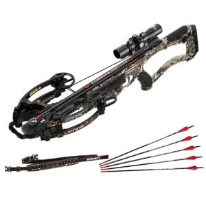 Barnett Hyper Whitetail 410 Crossbow Bundle – 410 FPS HyperFlite Technology + 5-Pack Arrows + Sling – Illuminated 4x32 Scope, Rope Cocking Sled & String Dampeners for Precision Hunting