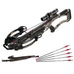 Barnett Hyper Whitetail 410 Crossbow Bundle – 410 FPS HyperFlite Technology + 5-Pack Arrows + Sling – Illuminated 4x32 Scope, Rope Cocking Sled & String Dampeners for Precision Hunting