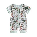 Ysfanwuxi Baby Boy Camo Hunting Clothes Deer/Mallard Duck Romper Zipper Jumpsuit Little Hunting Buddy Summer Outfit (Light Green, 3-6 Months)