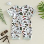 Ysfanwuxi Baby Boy Camo Hunting Clothes Deer/Mallard Duck Romper Zipper Jumpsuit Little Hunting Buddy Summer Outfit (Light Green, 3-6 Months)