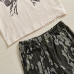 Yoawdats Toddler Baby Girl Hunting Clothes Bow Short Sleeve Tops Camouflage Pant Kids Bell Bottoms Suit Infant Summer Outfits (Khaki, 12-18 Months)