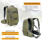 MOXULE Hunting Backpack Waterproof Pack: 25L Hunting Gear with Rain Cover,Hunting Day Pack with Rifle Bow Gun Holder (Green)