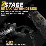 Barnett Demun Accu Strike Pro Mini Crossbow - Two Stage Break Action Cocking Mechanism, Reflex Red/Green Dot Sight, Flip Down Foregrip, 7 inch Bolts (5 Included), 210fps, Black Camo, Retractable Sling