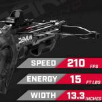 Barnett Demun Accu Strike Pro Mini Crossbow - Two Stage Break Action Cocking Mechanism, Reflex Red/Green Dot Sight, Flip Down Foregrip, 7 inch Bolts (5 Included), 210fps, Black Camo, Retractable Sling