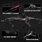 Barnett Demun Accu Strike Pro Mini Crossbow - Two Stage Break Action Cocking Mechanism, Reflex Red/Green Dot Sight, Flip Down Foregrip, 7 inch Bolts (5 Included), 210fps, Black Camo, Retractable Sling