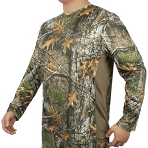 LOOGU Men's Camo Shirt Lightweight Turkey Hunting Shirt Camouflage Shirts for Men Long Sleeve Shirt