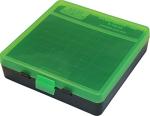 MTM 380/9MM Cal 100 Round Flip-Top Ammo Box P-100-9M, Clear Green/Black