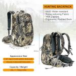 MOXULE Hunting Backpack Waterproof Pack: 25L Hunting Gear with Rain Cover,Hunting Day Pack with Rifle Bow Gun Holder (Camo)