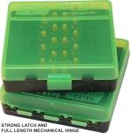 MTM 380/9MM Cal 100 Round Flip-Top Ammo Box P-100-9M, Clear Green/Black