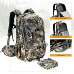 MOXULE Hunting Backpack Waterproof Pack: 25L Hunting Gear with Rain Cover,Hunting Day Pack with Rifle Bow Gun Holder (Camo)