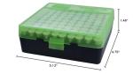 MTM 380/9MM Cal 100 Round Flip-Top Ammo Box P-100-9M, Clear Green/Black