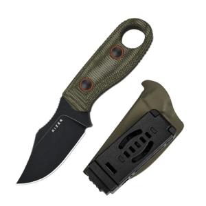 Kizer Beaver 2 Fixed Blade Knife, 2.75" D2 Clip Point Blade EDC Hunting Knife with Green Micarta Handle, Outdoor Camping Survival Knives with Kydex Sheath, Small Neck Knives, 1078M3