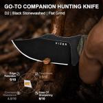 Kizer Beaver 2 Fixed Blade Knife, 2.75" D2 Clip Point Blade EDC Hunting Knife with Green Micarta Handle, Outdoor Camping Survival Knives with Kydex Sheath, Small Neck Knives, 1078M3