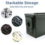 PATRON 50 Cal Ammo Can Metal 9mm Ammo Box Storage Crate Case for Shotgun Bullet Rifle Nerf Ammunition Waterproof Case-Gard Organizer for Men,Gift Boxes for Dad Husband Father (Green)