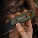 Kizer Beaver 2 Fixed Blade Knife, 2.75" D2 Clip Point Blade EDC Hunting Knife with Green Micarta Handle, Outdoor Camping Survival Knives with Kydex Sheath, Small Neck Knives, 1078M3