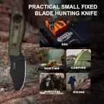 Kizer Beaver 2 Fixed Blade Knife, 2.75" D2 Clip Point Blade EDC Hunting Knife with Green Micarta Handle, Outdoor Camping Survival Knives with Kydex Sheath, Small Neck Knives, 1078M3