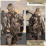 MoiShow Hunting Backpack, Camo Hunting Backpacks & duffle Bags, Water-resistant Long-Lasting Large Capacity Bow Backpack Hunting Pack For Hunting Gear Accessories (Stealth Reed Camo)