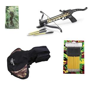 SAS Wrath 80 Pound Self-Cocking Pistol Crossbow Hunting Target Shooting (Metal with Bag+15 Bolts+Extra String)