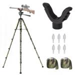 74” Rifle Tripod for Hunting and Shooting, Aluminum Shooting Tripod with V Yoke Gun Rest, Ground Spikes and 2 Camo Straps for Outdoor Rifle Support