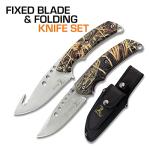 Elk Ridge ER-054CA 8.5-Inch Fixed and 5-Inch Folder Hunting Knife Set