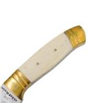 Old Ram Handmade Fixed Blade Hunting Knife – 8.5" Overall, 4" 440 Stainless Steel Full Tang Blade, Bone Handle with Brass Bolster & Pommel, Leather Sheath