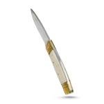 Old Ram Handmade Fixed Blade Hunting Knife – 8.5" Overall, 4" 440 Stainless Steel Full Tang Blade, Bone Handle with Brass Bolster & Pommel, Leather Sheath