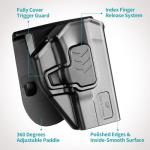 Gun & Flower OWB Paddle Holster for Taurus G2C/G3C/G2S, Millennium G2 PT111/PT140, Right Handed Holster with Level II Retention, Index Finger Release, 360° Adjustable Belt Attachment