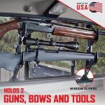 Allen Company Molded Truck Gun Rack for Rear Window - Gun Holder for Two Shotguns, Rifles, Bows, or Tools - Gun and Hunting Accessories for Car or Wall Mount - Adjustable 9.5"-16.5" , Black