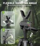74" Hunting Rifle Tripod, V Yoke Shooting Rest with 6 Ground Spikes, 2 Camo Straps and Aluminum Frame for Hunting, Crossbow Support and Outdoor Field Shooting