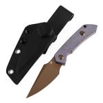 KANSPET Fenrir Fixed Blade Knife, 2.87" Rose Gold Coated D2 Tactical Survival with Purple Micarta Ergonomic Handle,Full Tang and Adjustable Kydex Sheath for EDC Hunting Camping Outdoor for Men G3034A5