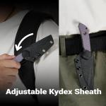 KANSPET Fenrir Fixed Blade Knife, 2.87" Rose Gold Coated D2 Tactical Survival with Purple Micarta Ergonomic Handle,Full Tang and Adjustable Kydex Sheath for EDC Hunting Camping Outdoor for Men G3034A5