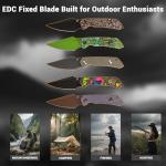 KANSPET Fenrir Fixed Blade Knife, 2.87" Rose Gold Coated D2 Tactical Survival with Purple Micarta Ergonomic Handle,Full Tang and Adjustable Kydex Sheath for EDC Hunting Camping Outdoor for Men G3034A5