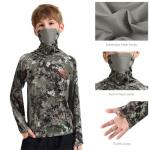 BASSDASH Youth UPF 50+ Camo Hunting Hoodie Shirt with Neck Gaiter Quick Dry Long Sleeve Hooded Tee for Fishing Hiking FS02Y