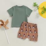 SAYOO Kids Baby Boys Duck Hunter Clothes Mallard Duck Short Sleeve T-shirt Casual Shorts 2Pcs Toddler Hunting Baby Outfit (Khaki, 18-24 Months)