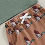 SAYOO Kids Baby Boys Duck Hunter Clothes Mallard Duck Short Sleeve T-shirt Casual Shorts 2Pcs Toddler Hunting Baby Outfit (Khaki, 18-24 Months)
