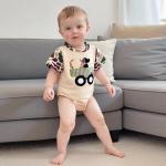 Bagilaanoe Newborn Baby Boy Summer Romper Short Sleeve Bodysuit Camouflage Dog Jumpsuit Summer Hunting Clothes (Beige, 6-12 Months)