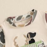 Bagilaanoe Newborn Baby Boy Summer Romper Short Sleeve Bodysuit Camouflage Dog Jumpsuit Summer Hunting Clothes (Beige, 6-12 Months)