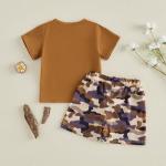 WZTYYDS Toddler Baby Boy Clothes Summer Hunting Print Short Sleeve Tops Camouflage Shorts Outfits Infant Casual Clothes (A Brown, 12-18 Months)