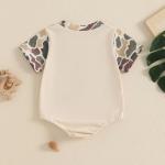 Bagilaanoe Newborn Baby Boy Summer Romper Short Sleeve Bodysuit Camouflage Dog Jumpsuit Summer Hunting Clothes (Beige, 6-12 Months)