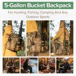BLISSWILL Hunting Bucket Backpack with Seat Suitable for 5-gallon Seat，Dove Hunting Accessories，Daypack for Rifle Bow Gun（Not including Bucket and Lid）
