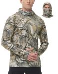 FISHEAL Men's Hunting Shirts with Mask - UPF 50+ Camo Long Sleeve Fishing Hoodie Shirt with Adjustable Drawstring