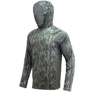 Palmyth Hunting Hoodie with Mask for Men Long Sleeve Sun Protection UV UPF 50+ Camo Fishing Shirts (Camo-1, L)
