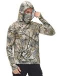 FISHEAL Men's Hunting Shirts with Mask - UPF 50+ Camo Long Sleeve Fishing Hoodie Shirt with Adjustable Drawstring