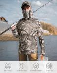 FISHEAL Men's Hunting Shirts with Mask - UPF 50+ Camo Long Sleeve Fishing Hoodie Shirt with Adjustable Drawstring