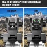 Visiofire Fiber Optic Iron Sights for Picatinny Rail | Flip Up Front and Rear Backup Sights with Red Green Dots | Tool-Free Ajustable Rear Flip Up Sights | Pop Up Fiber Optic Sights Rapid Transition