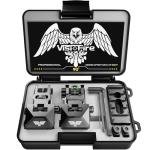 Visiofire Fiber Optic Iron Sights for Picatinny Rail | Flip Up Front and Rear Backup Sights with Red Green Dots | Tool-Free Ajustable Rear Flip Up Sights | Pop Up Fiber Optic Sights Rapid Transition