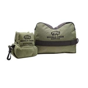 Buffalo Creek Supplies Pre-Filled Shooting Bag All-Weather Rifle Rest Sandbag for Bench Shooting, Hunting, Target Practice & Competition – Front & Rear Set – Filled (Olive Drab)