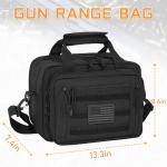 ITHWIU Gun Range Bags For 2 Pistols 6 Magazines, Pistol Case Carrying Shooting Bag with Lockable Zipper for Shooting Range Outdoor Hunting, Black